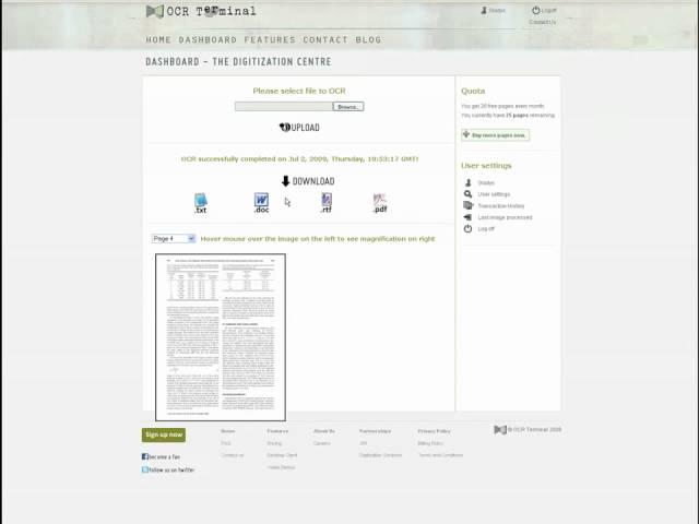 Demo - OCR Terminal - the online OCR service