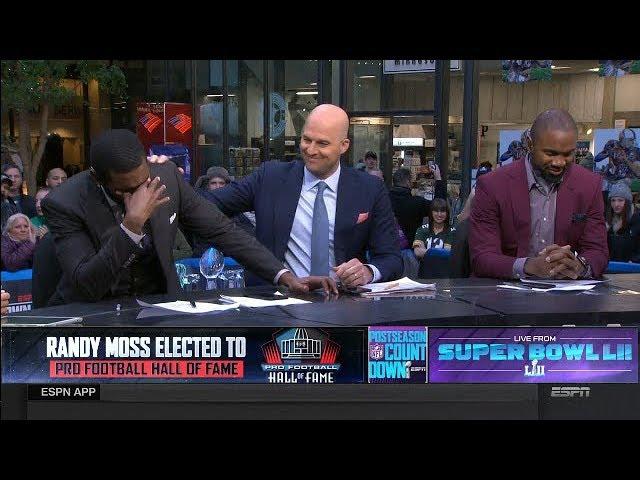 Randy Moss gets Emotional on set After being Elected to Pro Football Hall of Fame