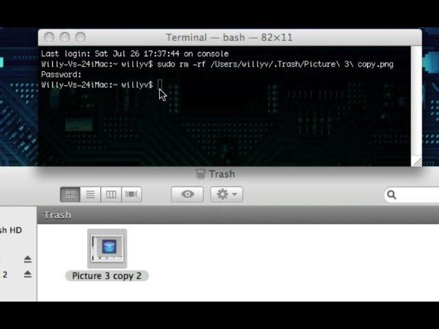 Delete Trash: Terminal & Keyboard Short Cut