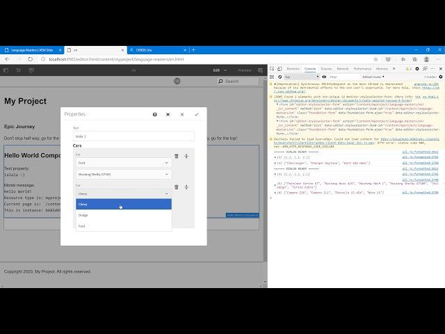 AEM Dialog Multifield Cascading Dropdowns