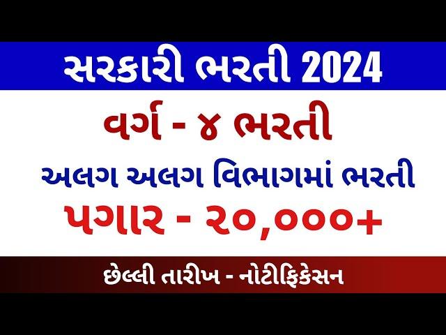સરકારી ભરતી 2024 || વર્ગ 3 અને ૪ ભરતી નવી સરકારી ભરતી 2024 || New Gujarat Government Job 2024