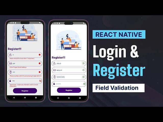 #9 How to do Form Validation in React Native || Login Register UI with Validation in React Native