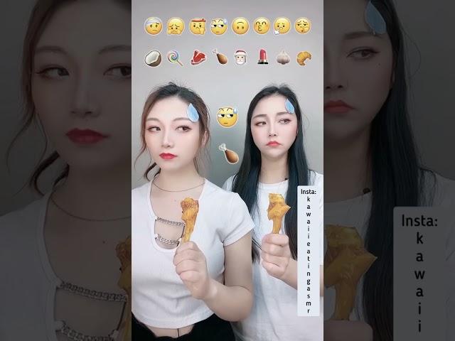 Sisters Emoji Eating Challenge | #asmr #food #funny #eating #shorts