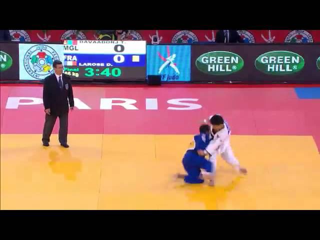 Judo Grand Slam Paris 2013: Final -66kg  DAVAADORJ, Tumurkhuleg (MGL) -  LAROSE, David (FRA)