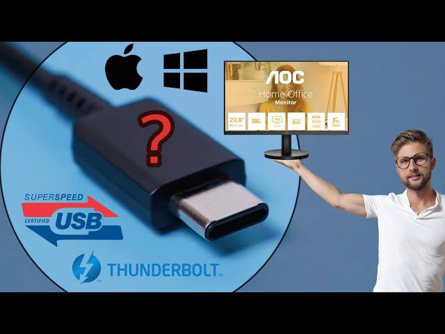 Macbook M1 M2 M3 / Windows 10 11 dodatkowy monitor USB-C PORADNIK oraz RECENZJA  AOC 24B3CA2