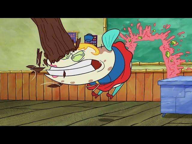 Spongebob Clip: Mrs Puff beats the heck out of Mr krabs and Plankton with a tree #spongebob #cartoon