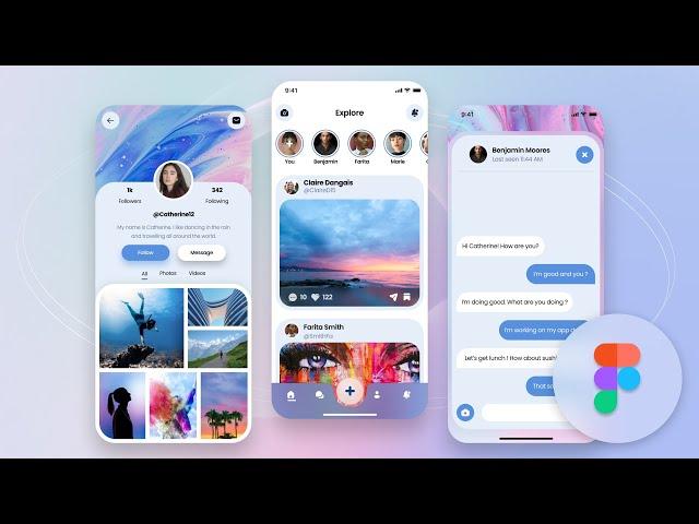 Flat UI Design in Figma: Social Media App - full course