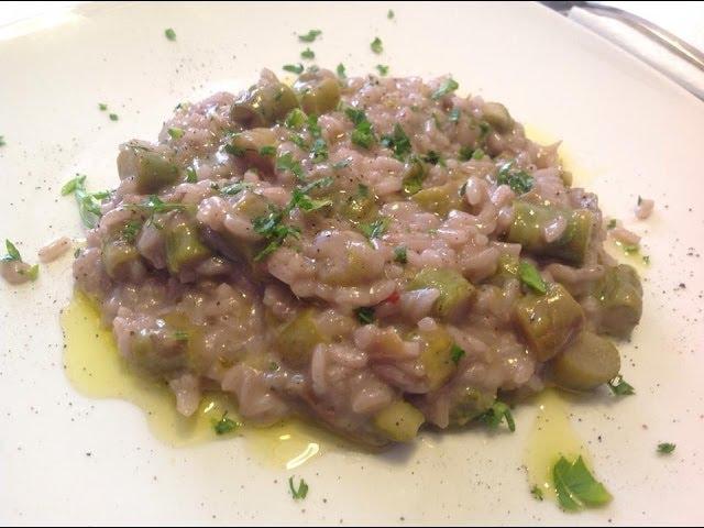 Risotto con Asparagi e Vino Rosso senza burro