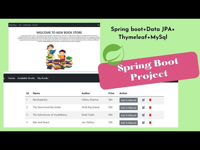 Spring boot simple project | Book Store Management | MySql | Thymeleaf |JPA