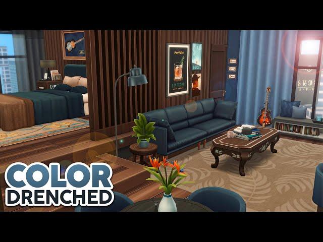 Navy Blue Color-Drenched Apartment // The Sims 4 Speed Build: Apartment Renovation