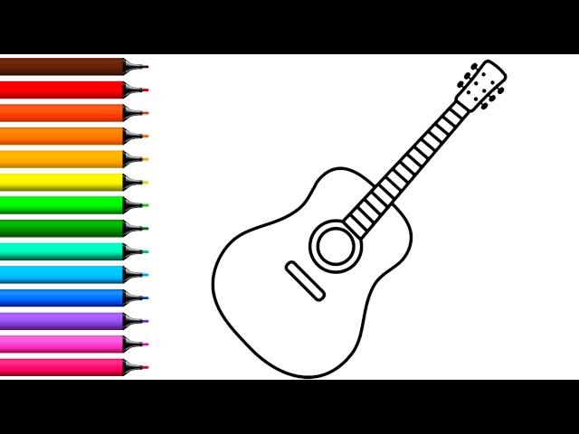 Bolalar uchun gitara chizish Drawing guitar for children Рисование гитары для детей
