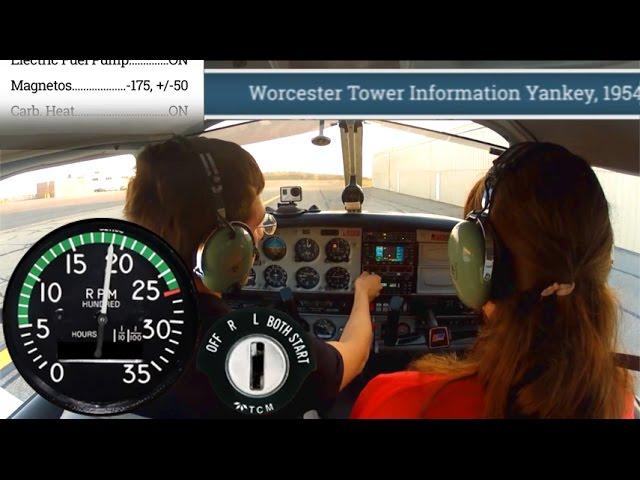 Piper Warrior Startup to Landing with ATC Text, Gauges, and Checklists