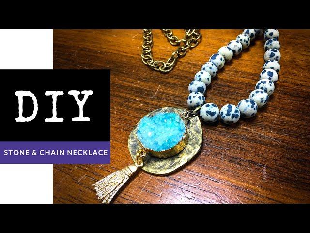 How To Make A Beaded Gemstone & Chain Necklace With Pendant