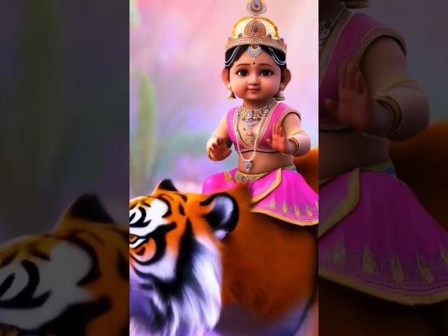 Mataji riding on tiger #viral #shorts #cute  #trending #youtube #navratri