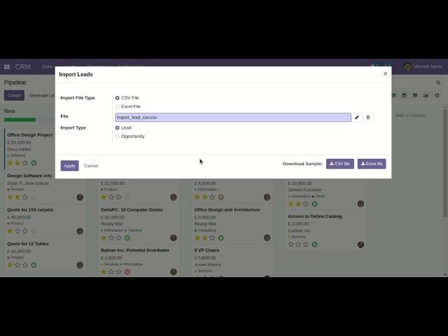 Import Lead from CSV/Excel file - Create Lead/Opportunity Field Odoo