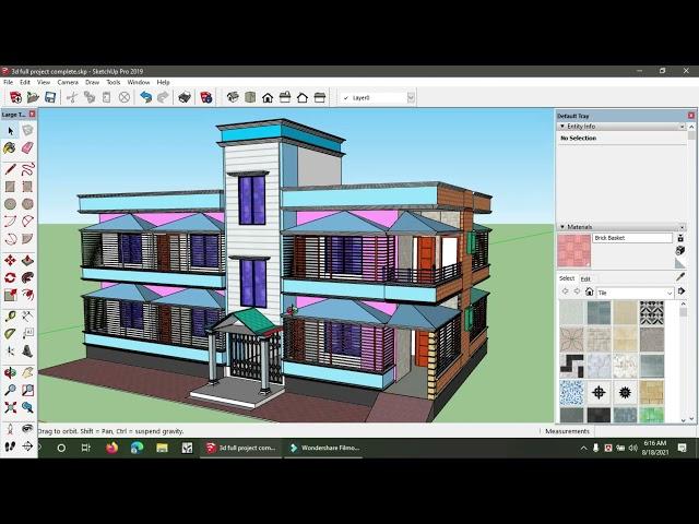 Sketch Up 3D Drwaing Full Tutorial Bangla  Sketch up Exterior Design Bangla A to Z full 3D complete