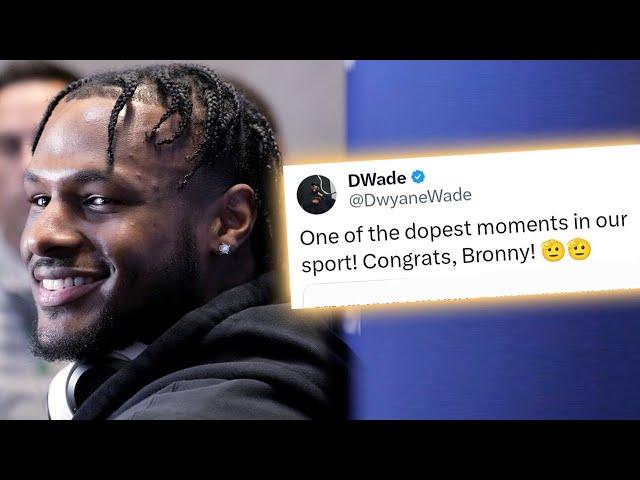 NBA PLAYERS REACT TO BRONNY DRAFTED BY LAKERS - EPIC FATHER AND SON DUO