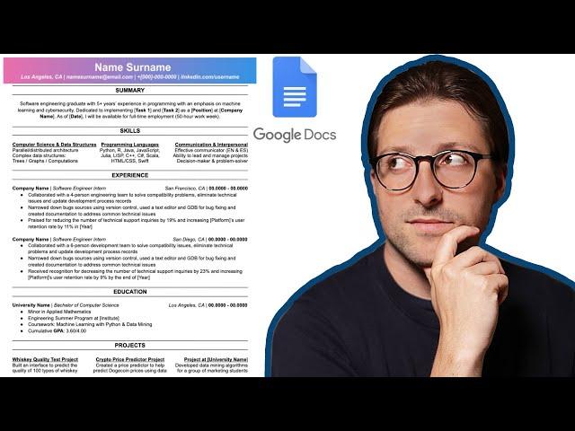 How To Make a Free CV Template Using Google Docs (2024) | CV Sample