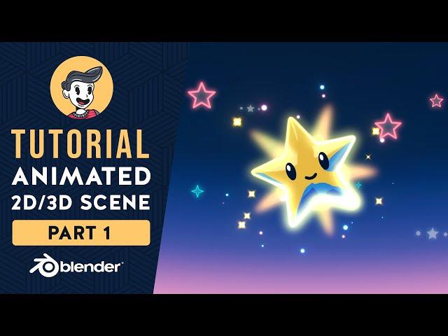 Blender 2.9 Grease Pencil & Geometry Nodes Beginner Tutorial - Simple 2D3D Animated Scene - Part 1/2