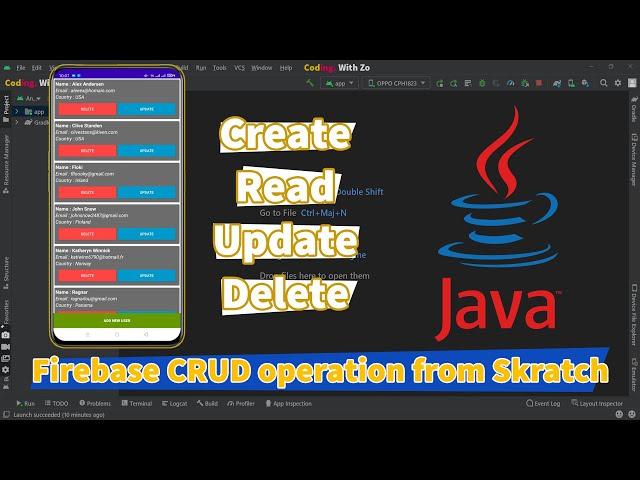 Android Studio | Firebase CRUD operation with Java