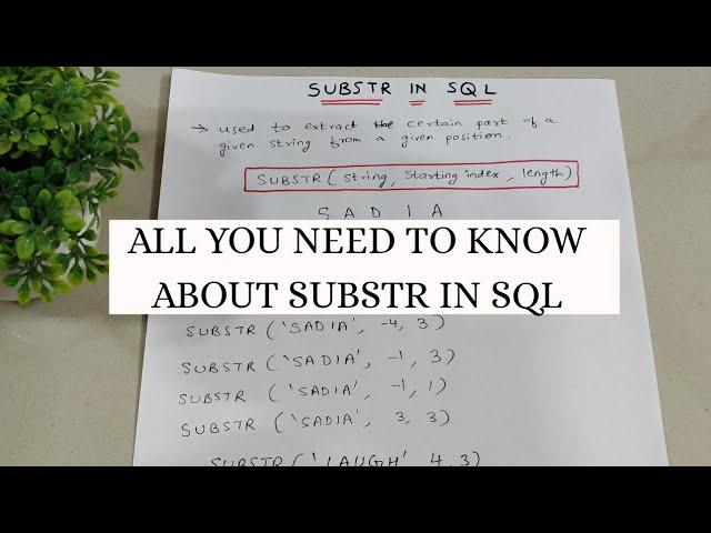 SUBSTR IN SQL WITH EXAMPLES | MASTER IN SQL