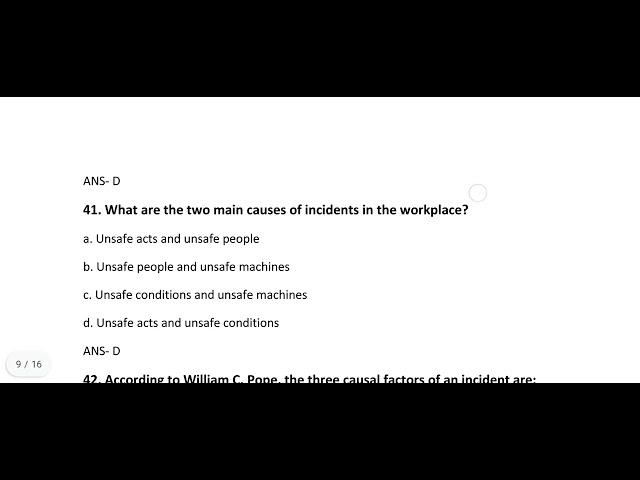 ALP CBT 2 PREPARATION OCCUPATIONAL SAFETY AND HEALTH MCQ(26-51)