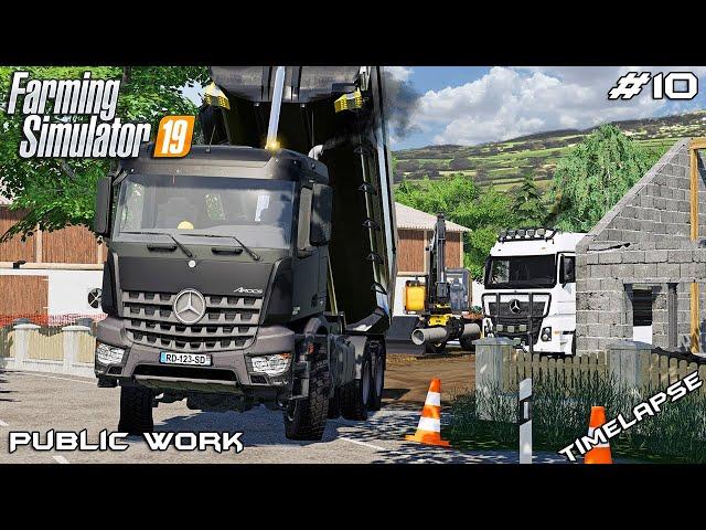 Laying pipes & spreading gravel | Public Work Stappenbach | Farming Simulator 19 | Episode 10