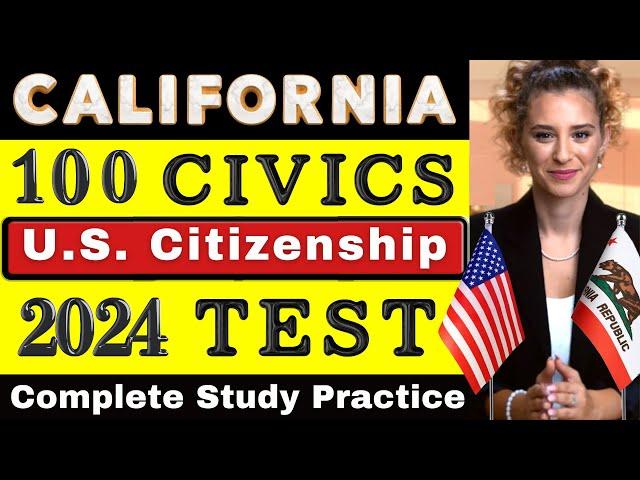 California US Citizenship Test 2024, 2x Answer Civics 100 Question Exam, ciudadania americana