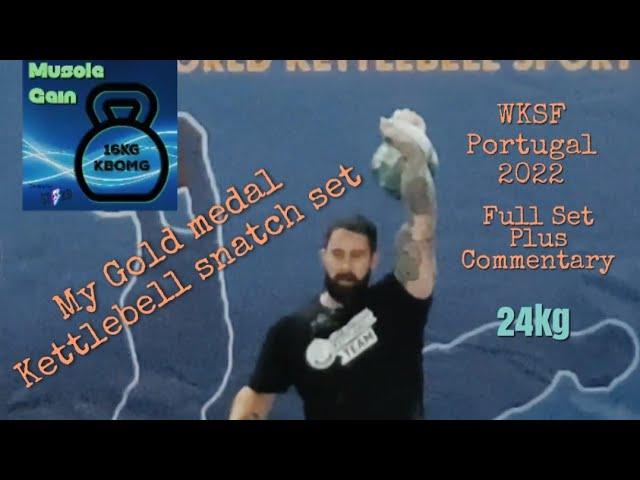 Joe Daniels GOLD MEDAL 2022 WKSF World Championships Portugal 24kg Kettlebell Snatch with Commentary