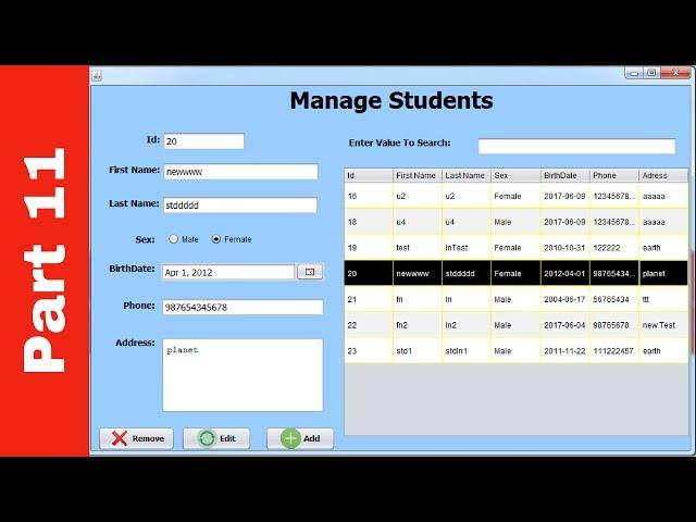 JAVA - Student Information System Project In Java Using NetBeans With Source Code | Part 11