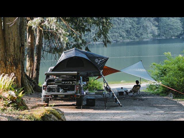 Ep. 11: Lakeside Camping with Jeep Gladiator [ASMR, Relaxing, Tarp Setup]
