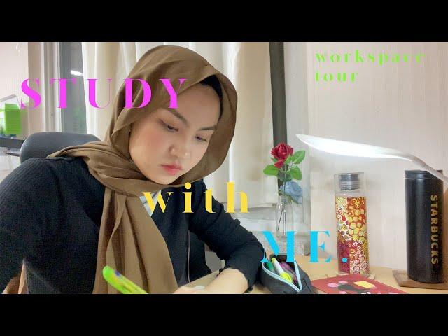 STUDY WITH ME | 20 minute study with me + workspace tour | Study Buddies