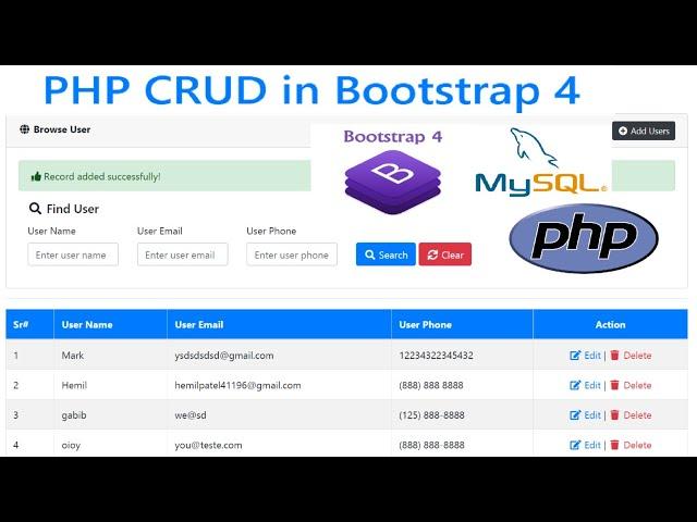 PHP CRUD (Create, Read, Update, Delete) Tutorial with MySQL + Bootstrap 4 # PART 5