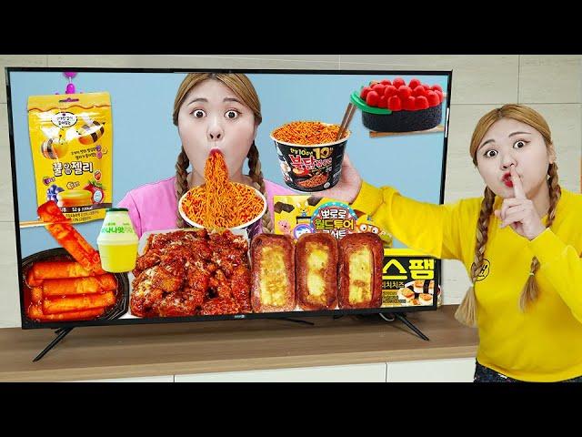 MUKBANG! TOFU FIRE NOODLES Fried Chicken CVS EATING by HIU 하이유