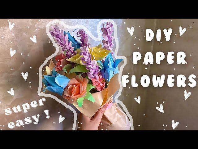 DIY  PAPER FLOWER BOUQUET  fun things to do when you're bored   !!