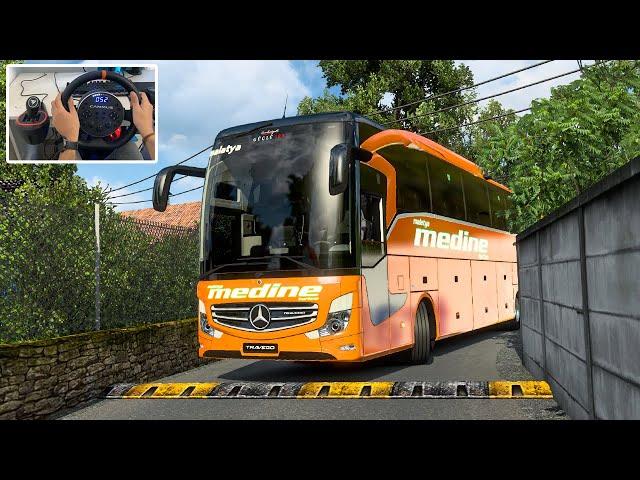 Smooth Bus Drive through Extreme Narrow Roads of Indonesia - Euro Truck Simulator 2 | Wheel Gameplay