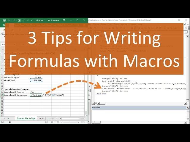 3 Tips for Writing Formulas with VBA Macros in Excel