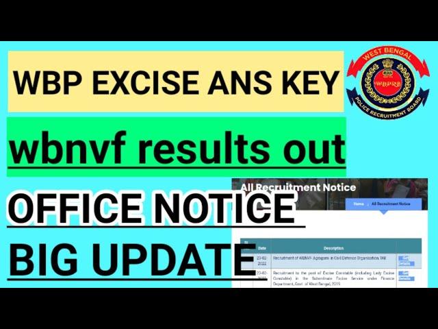 wbp excise constable main ans key / wbnvf AGRAGAMI results out / wbp excise main results date /