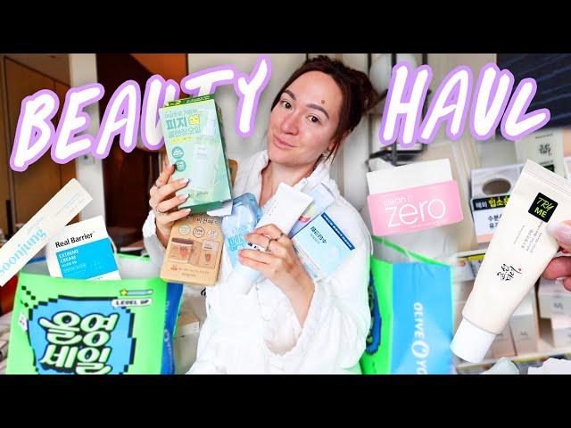 Huge Beauty Haul! Buying Viral Korean Beauty Skincare & Makeup from Olive Young!!