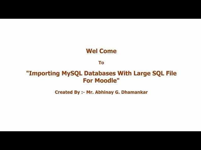 02 Importing Mysql Db With Large Sql File