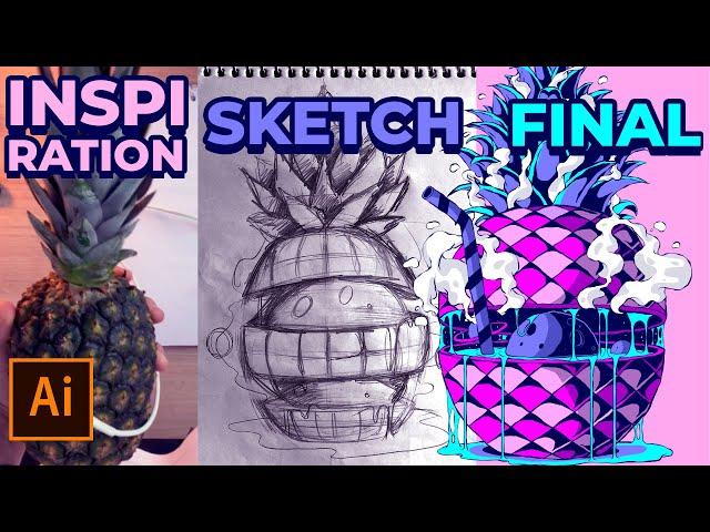 Creating a Juicy Intergalactic Pineapple Illustration in Adobe Illustrator CC - Speed art process