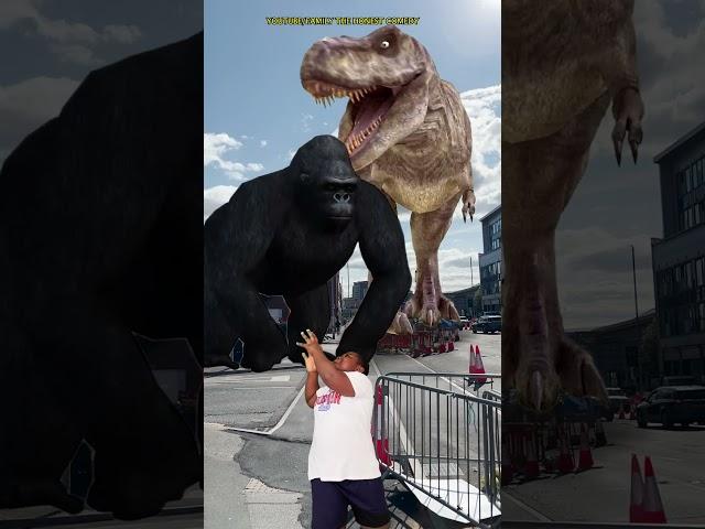 Funny King Kong Gorilla monkey in Real life Dinosaur T-rex Chase movies #jurassicworld #shorts