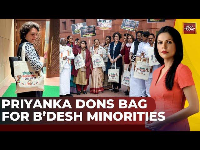 Priyanka Gandhi Dons Bag For Bagladesh Minorities Day After Palestine Bag Faced BJP Ire | News Today