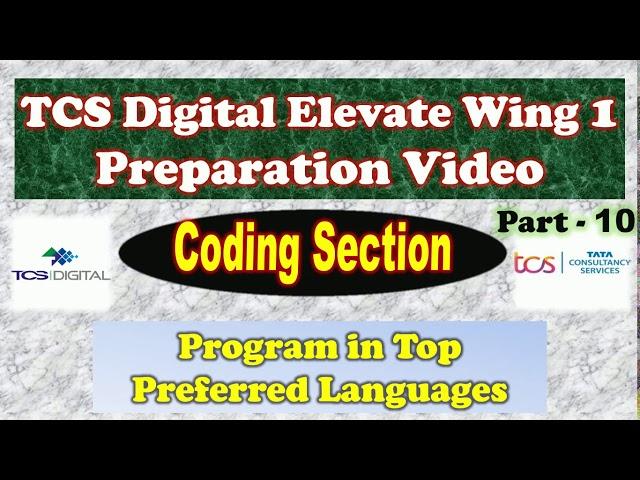 Coding question for TCS digital assessment 2021 l Part -10 | TCS DCA | IT India l
