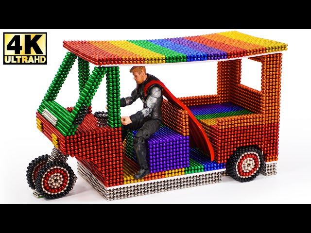 DIY How To Make Electric Rickshaw (Tuk Tuk) with Magnetic Balls Satisfaction 100% | Magnetic Man 4K