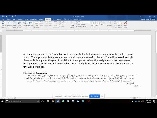 Use Microsoft Translator in MS Word