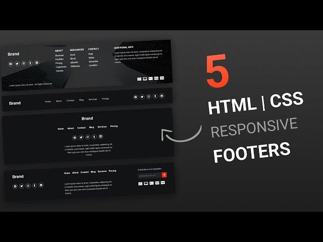 Build 5 Responsive Footers with HTML & CSS