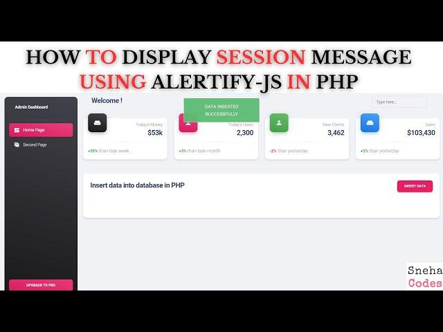 PHP ADMIN PANEL-4: How to Show Success Message using Alertify JS in PHP