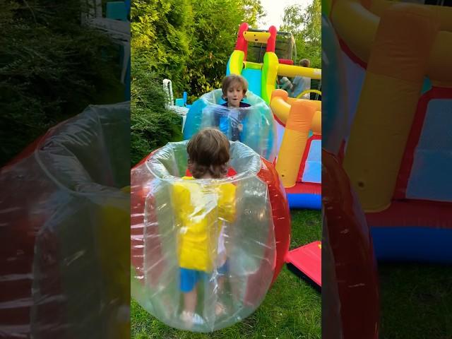 Zorbe ball in the garden with my brother fun day family summer day kids activities garden home