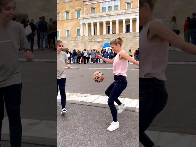 2 girls one goal ️️ Freestyle football action  #girlpower #aguska #freestylefootball #soccer